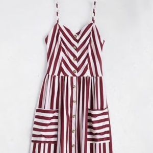 BUTTON-UP STRIPED CAMI DRESS